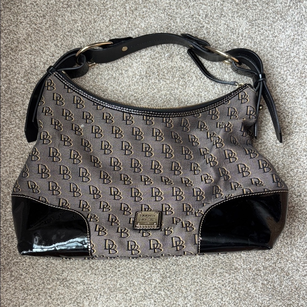Dooney & Bourke Black and Brown Monogram Shoulder Bag